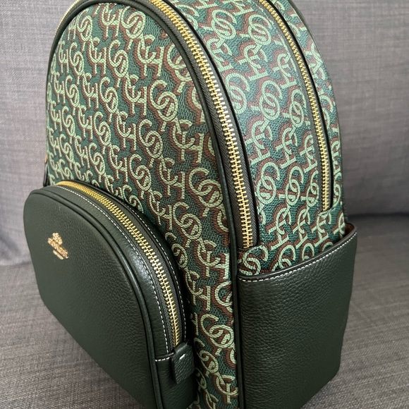 NWT COACH COURT BACKPACK BAG IN MONOGRAM PRINT GREEN - Picture 4 of 7